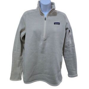 Patagonia Womens Medium Better Sweater 1/4 Zip Pullover Fleece Beige cozy soft